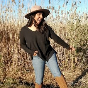 BRIGHTER DAYS BLACK WAFFLE KNIT TOP